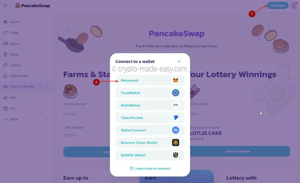 Connect MetaMask to PancakeSwap