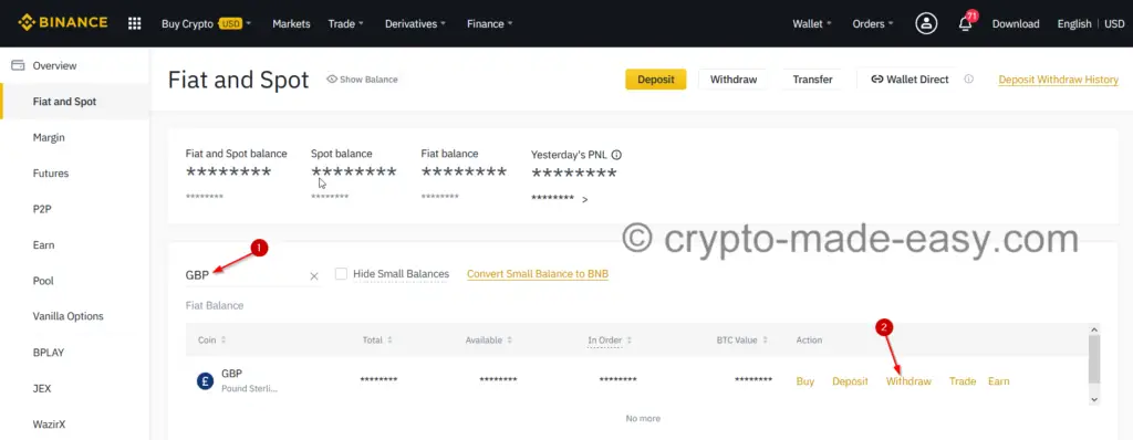 binance withdraw only